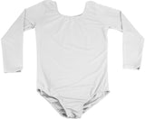 1 x RAW Customer Returns furein Dance Leotard Ballet Gymnastics Leotard Classic Elastic Bodysuit for Girls Long Sleeve Round Neck 12 years, White  - RRP €15.99