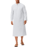 1 x RAW Customer Returns LVCBL Men s Kaftan V-neck Long Sleeve Men s Kaftan Linen Men s Thobe Long Sleeve White M - RRP €25.19