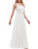 1 x RAW Customer Returns DRESSTELLS Women s Ball Gown Maxi Long Evening Dresses Chiffon Lace Bridesmaid Dresses Floor Length Cocktail Dress Confirmation Dress White L - RRP €58.48