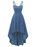 3 x RAW Customer Returns DRESSTELLS Women s Sleeveless Cocktail Dresses Chiffon Lace Bridesmaid Dresses Vintage Cock Dresses Festive Elegant Ball Gown with Spaghetti Straps Grey Blue 2XL - RRP €146.97