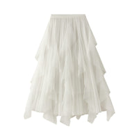 1 x RAW Customer Returns SotRong Women s Tulle Tutu Skirt High Waist Mesh Tiered Skirt for Ballet Wedding Party Prom A-Line Pleated Calf Skirt C-White, One Size  - RRP €24.48