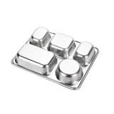 1 x RAW Customer Returns QOTSTEOS Stainless Steel Divided Tray 5 Compartments Rectangular Divided Adult Kids Compact Metal Serving Platter Food Snack Camping Dishes - RRP €16.38