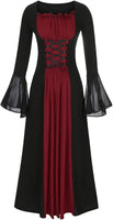 1 x RAW Customer Returns LATH.PIN Medieval Renaissance Dress for Women Gothic Vintage Dress with Corset Lacing and Flared Sleeves Halloween Dresses in A-Line Style Swinging Goth Dress - RRP €22.16