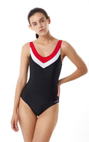 1 x Brand New LULUWINGX Women s One-Piece Swimsuit Contrast V-Neck Swimwear Deep U-Back Swimwear Black X-Large  - RRP €22.32