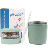 1 x RAW Customer Returns Bugucat cereal cup to go, yoghurt cup to go 150ML 500ML, leak-proof yoghurt to go, lunch pot with spoon, fruit container salad cup for on the go, stainless steel porridge to go, porridge to go, green - RRP €16.98