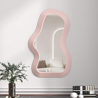 1 x RAW Customer Returns Hosoncovy Irregular Frame Wall Hanging Mirror Decorative Mirror Makeup Mirror Vanity Mirror Wall Decoration for Bathroom Living Room Bedroom Pink  - RRP €31.15