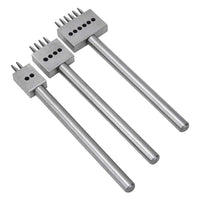 1 x RAW Customer Returns MAGT Leather Punch Tool, Leather Prongs 3-Piece Prong Chisel Silver Tool Steel 2 4 6 Prongs DIY Handmade Leather Hole Punch 6MM  - RRP €15.69