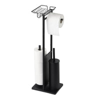 1 x RAW Customer Returns Standing toilet paper holder with toilet brush - Multifunctional toilet set including high-quality toilet brush, practical toilet paper holder, space for spare rolls and upper shelf - RRP €32.99