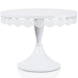 1 x RAW Customer Returns JUJOYBD Cake plate with base, diameter 25 cm, vintage cake stand, white metal cake plate, cake stand, cake stand for cakes, cakes, desserts, decoration for weddings, birthdays, Christmas - RRP €23.18