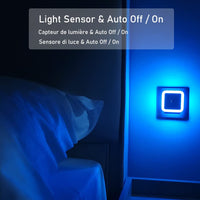 1 x RAW Customer Returns  3 Pieces LED Night Light Socket with Light Sensor, for Children, with Twilight Sensor, for Bedrooms Living Room Bathroom Corridor Kitchen Stairs Blue  - RRP €11.38