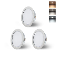 1 x RAW Customer Returns KYOTECH Recessed LED furniture spotlights 230V 4W G4 300LM, 3000K Warm 4000K Neutral 6000K Cold recessed spotlight, in brushed stainless steel, instead of halogen lamps Set of 3 - RRP €20.99