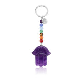 1 x Brand New Jovivi Hamsa Fatima Hand Keyring Gemstone Chakra Keyring Bag Pendant Lucky Charm Amulet Keychain - RRP €27.6