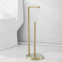 1 x Brand New Toilet Paper Roll Holder Freestanding Gold Bathroom Brush Toilet Paper Roll Holder with Backup Function - RRP €37.99