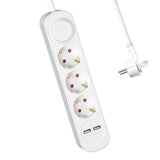 1 x RAW Customer Returns Power strip with 2 USB, RealMade 3 compartment multiple socket with 1.5m extension cable flat plug, 3680W socket with switch, child safety socket for office home - white - RRP €17.45