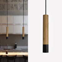 1 x RAW Customer Returns ouglres pendant light cylinder black, height adjustable 1 flame wooden vintage hanging lamp, industrial hanging light made of steel for kitchen dining room bedside table bedroom bar restaurant cellar, Gu10 - RRP €39.99