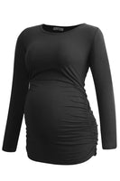 1 x RAW Customer Returns Smallshow Women s Maternity Fashion Long Sleeve Maternity Shirt Maternity Tops Pack of 3, Black-Deep Grey-Light Grey, S - RRP €47.99