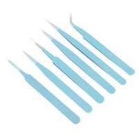 1 x Brand New ChgImposs 6pcs Anti-Static Stainless Steel Precision Tweezers Set 116mm-133mm for Crafts Jewelry Electronics Lab Work Soldering Sky Blue - RRP €22.8