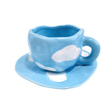 1 x RAW Customer Returns Maygone Cute Twisted Irregular Ceramic Coffee Cups and Saucers Set, Cloud Coffee Cups, Tea Cup, Gifts for Girls, Moms, Lovers - RRP €20.4