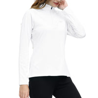 1 x RAW Customer Returns MoFiz Women s Sweatshirt Long Sleeve Sweatshirts Sports Pullover 1 4 Zip White L - RRP €27.99