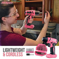 1 x RAW Customer Returns Hi-Spec 58 pc. tool case pink with 8V USB cordless screwdriver for women. Tool case filled for household DIY repairs and maintenance. Tools for women  - RRP €62.99