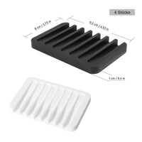 8 x Brand New Silicone Soap Dish, 4 Pack Self-Draining Soap Dishes, Anti-Slip Design, for Bathroom, Kitchen Counter, Black, White - RRP €163.2