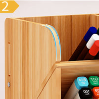 1 x Brand New Wooden Desk Organizer Multifunctional Stationary Storage Desk with Hook Mount for Home Office Supplies B11  - RRP €15.62