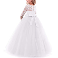 1 x RAW Customer Returns IBTOM CASTLE Bridesmaid Dresses for Girls Flower Girl Wedding Dress Long Sleeve Butterfly Pageant Lace White 2-3 Years - RRP €36.96