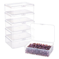 1 x RAW Customer Returns BENECREAT 6 Pack Rectangular Plastic Box 14.4x10.8x4.75cm Transparent Storage Box with Flip Lid for Small Items, Pills, Herbs, Beads - RRP €23.44