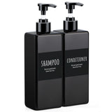 1 x RAW Customer Returns Segbeauty soap dispenser large 500 ml, set of 2 pump dispensers made of plastic for filling, dispenser with label sticker on the shampoo conditioner bottle, for bathroom, transparent black - RRP €13.99