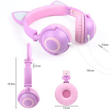 1 x RAW Customer Returns LOBKIN Girls Headphones, Cat Headphones with LED, Kids Headphones, Baby Headphones, Cat Ears Headphones, Wired Headphones for Kids Headphones with Volume Limit 85dB  - RRP €19.97