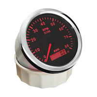 1 x RAW Customer Returns KUS Universal Tachometer Tachometer with Operating Hours Counter 8000 RPM for Petrol Engine 85 mm 12 V 24 V with Backlight Black  - RRP €44.32