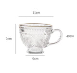 1 x RAW Customer Returns UNISHOP Set of 2 Clear Glass Cups with Gold Rim 400ml Elegant Coffee Cup with Handle for Tea, Milk with Cereal, Latte, Macchiato, Cappuccino - RRP €12.99