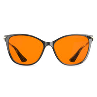 1 x RAW Customer Returns Bloomoak 99 Blue Light Protection Glasses - Oversized Cat Eye with Black Gold Frame for Women - Computer Glasses - Improve Sleep, Cat Eye-Amber Clear Gray, Normal - RRP €25.19