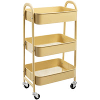 1 x RAW Customer Returns DOEWORKS 3-Tier Metal Storage Cart, Multi-Purpose Cart, Rolling Cart, Trolley Cart, Storage Trolley with Wheels for Kitchen, Bathroom, Powder Room and Office, Melon Yellow - RRP €47.22