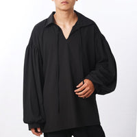 1 x RAW Customer Returns COSDREAMER Men s Pirate Shirt, Colonial Shirt, Renaissance, Poet Shirt, Blouse Black L  - RRP €31.37