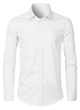 1 x RAW Customer Returns Elegancity Men s Long Sleeve Solid Color Shirt Regular Fit Leisure Elastic Work Shirt Sizes S-XXL 1 White XL - RRP €28.89