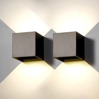 1 x RAW Customer Returns Wall light outside inside LED wall lamp outside 2 pieces modern black IP65 waterproof 6W natural white 4000K wall lighting square aluminum adjust the light angle design easy installation - RRP €42.99