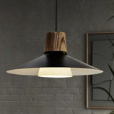 1 x RAW Customer Returns ouglres pendant light 1 flame black, vintage lampshade hanging lamp large, industrial metal, glass shade, height adjustable, modern wooden hanging lamp E27 for dining room, bedroom, kitchen, 28 cm - RRP €44.99