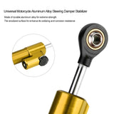 1 x RAW Customer Returns Motorcycle Steering Damper, Universal Aluminum Alloy Steering Damper Stabilizer Damper Stabilizer Linear Reversed with Mounting Bracket Golden Black  - RRP €47.89