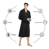 1 x RAW Customer Returns U2SKIIN bathrobe men 100 cotton, lightweight men s bathrobe dressing gown kimono sauna bathrobe sauna robe black, L XL  - RRP €36.99