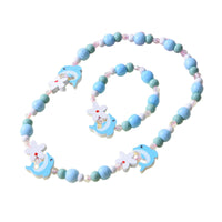 1 x Brand New YKKJ Wooden Children s Jewelry Set, Unicorn Friendship Bracelet Unicorn Beaded Necklace and Bracelet Gift for Girls Birthday Party Dress Up Costume Accessories, Small Flower - RRP €20.4