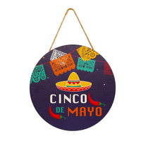 1 x Brand New Mexican Round Wooden Sign Hanging Wooden Plaque Welcome Home Pendant Decorations for Fiesta Carnival Summer Mexican Theme Decorations Party Favors Style C  - RRP €22.8