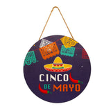 1 x Brand New Mexican Round Wooden Sign Hanging Wooden Plaque Welcome Home Pendant Decorations for Fiesta Carnival Summer Mexican Theme Decorations Party Favors Style C  - RRP €22.8