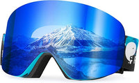 1 x RAW Customer Returns RABIGALA anti-fog ski goggles snowboard goggles men women snow goggles interchangeable lenses anti-fog goggles UV protection with magnetic snow goggles helmet compatible, for snowmobile blue  - RRP €22.19