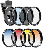 1 x RAW Customer Returns Apexel Cell Phone Camera Filter Kits 52mm Gradient Color Filters Blue, Yellow, Orange, Red , CPL, ND32 and Star Filters for Nikon, Canon, GoPro, iPhone and all cell phones - RRP €35.99