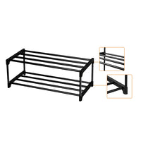 1 x RAW Customer Returns Shoe rack 2 levels, small, can hold 6 pairs of shoes, shoe rack, storage, organizer, anti-rust coating, suitable for dormitory, rental house, balcony, black - RRP €18.52