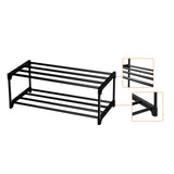 1 x RAW Customer Returns Shoe rack 2 levels, small, can hold 6 pairs of shoes, shoe rack, storage, organizer, anti-rust coating, suitable for dormitory, rental house, balcony, black - RRP €18.52