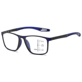 1 x RAW Customer Returns Lanomi Progressive Glasses Blue Light Filter Men Women Progressive Multifocal Reading Glasses Rectangular Flexible TR90 Reading Aid Ultralight Glasses with Strength Blue Frame Blue Arm Multifocal 1.0 - RRP €18.14