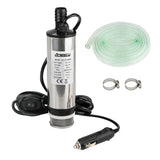 1 x RAW Customer Returns Stainless Steel Transfer Pump 12V 51mm Submersible Pump for Car Diesel Fuel Oil Pump with Cigarette Lighter Removable Filter 3m Cable Clear PVC Hose - RRP €34.8