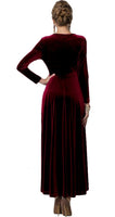 1 x RAW Customer Returns Urbancoco Women s Long Long Sleeve Evening Dress Maxi V-Neck Velvet Party Dress XL, Wine Red  - RRP €57.46